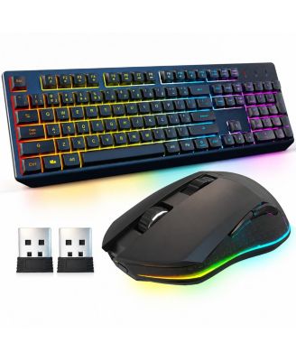 Wireless Rechargeable RGB Gaming Keyboard for PC, Mac OS, PS4, PS5, Xbox One, Xbox Series