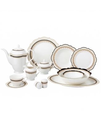 57 Piece Bone China Dalilah Dinnerware Set, Service for 8