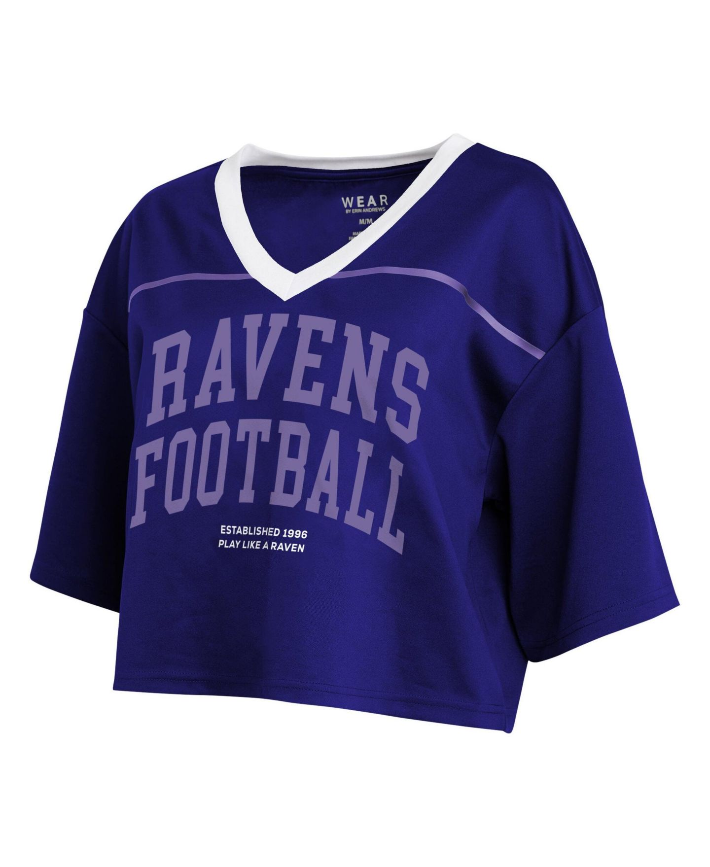 Женская футболка WEAR by Erin Andrews Purple Baltimore Ravens Cropped V-Neck Jersey — фото 4