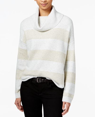 Tommy Hilfiger Striped Metallic Turtleneck Sweater, Only at Macy's