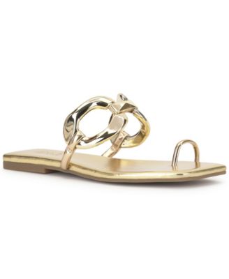 Women's Yemri Square Toe Slip-Resistant Chain Detail Flat Sandals