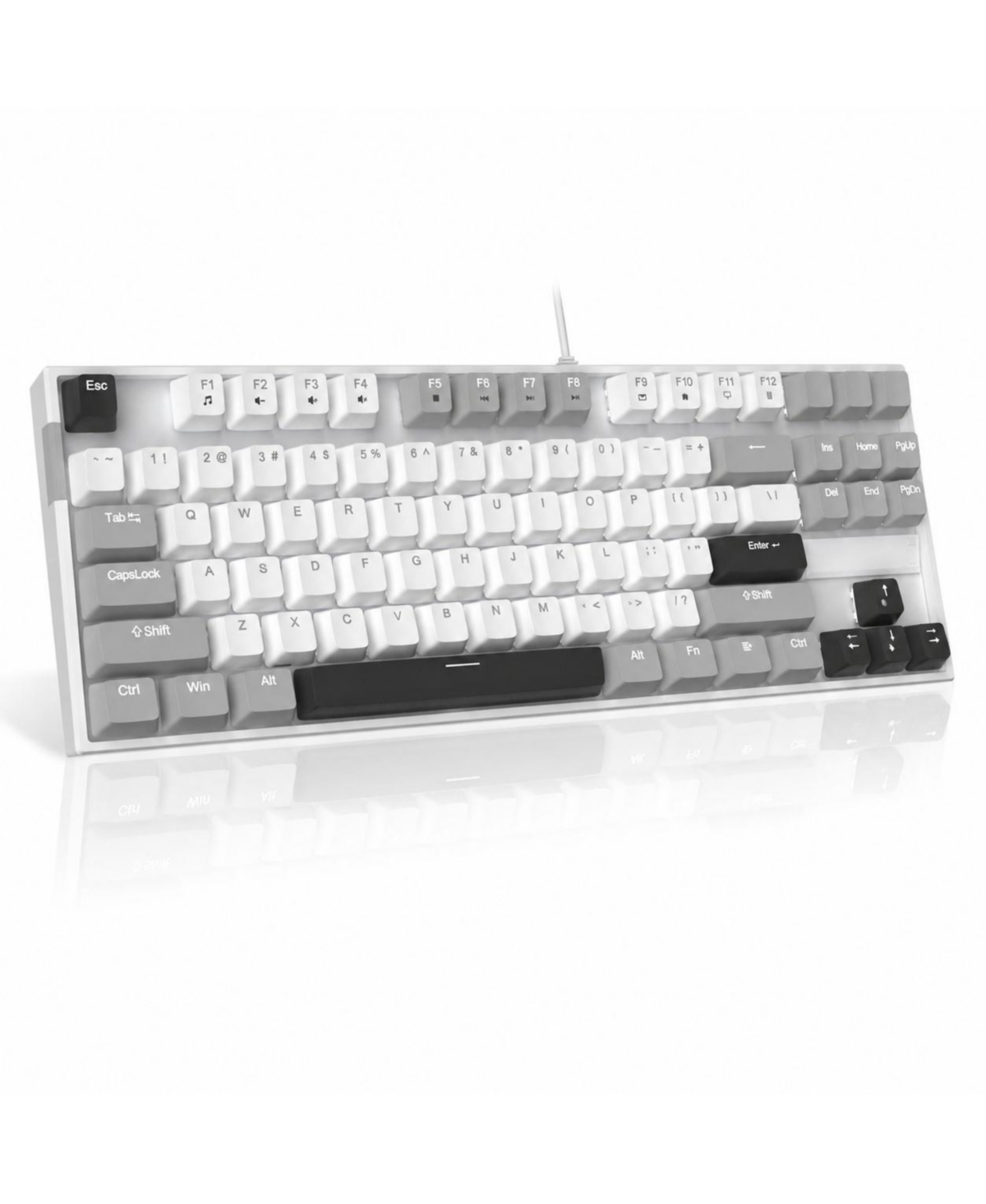 Lofree 87-Key Tkl Wired Mechanical Led Backlit Gaming Keyboard for Pc - Grey white /brown switch