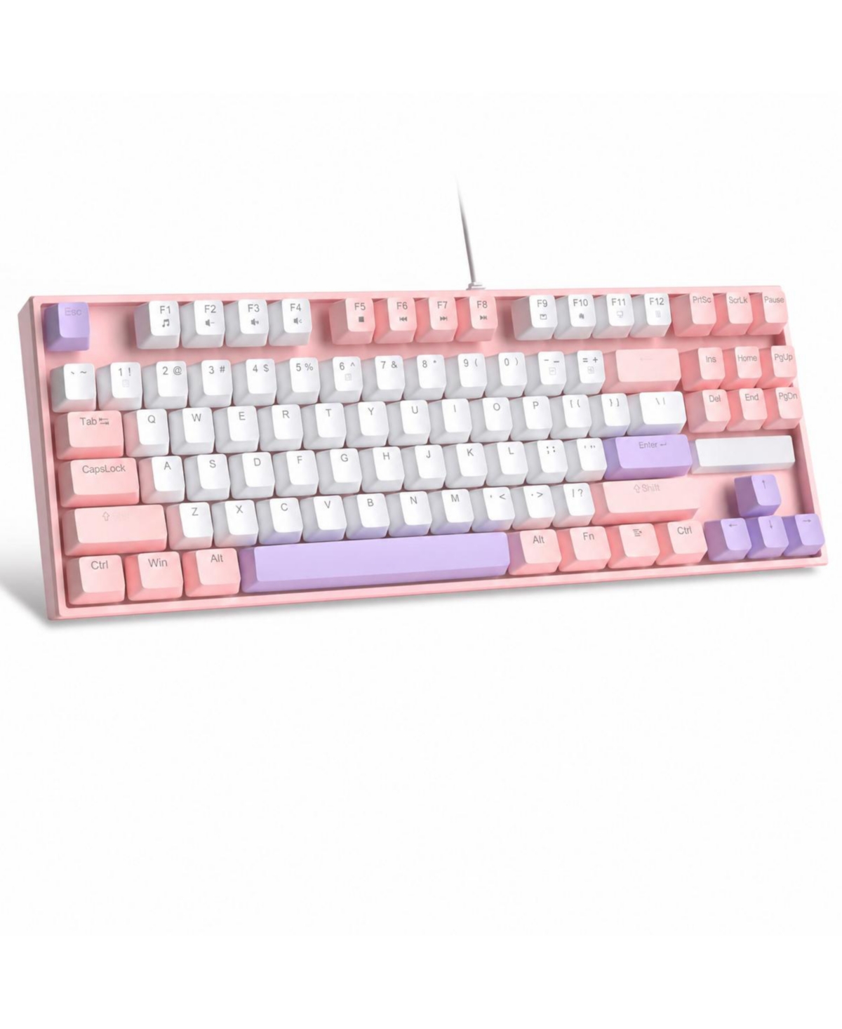Lofree 87-Key Tkl Wired Mechanical Led Backlit Gaming Keyboard for Pc - White pink/red switch