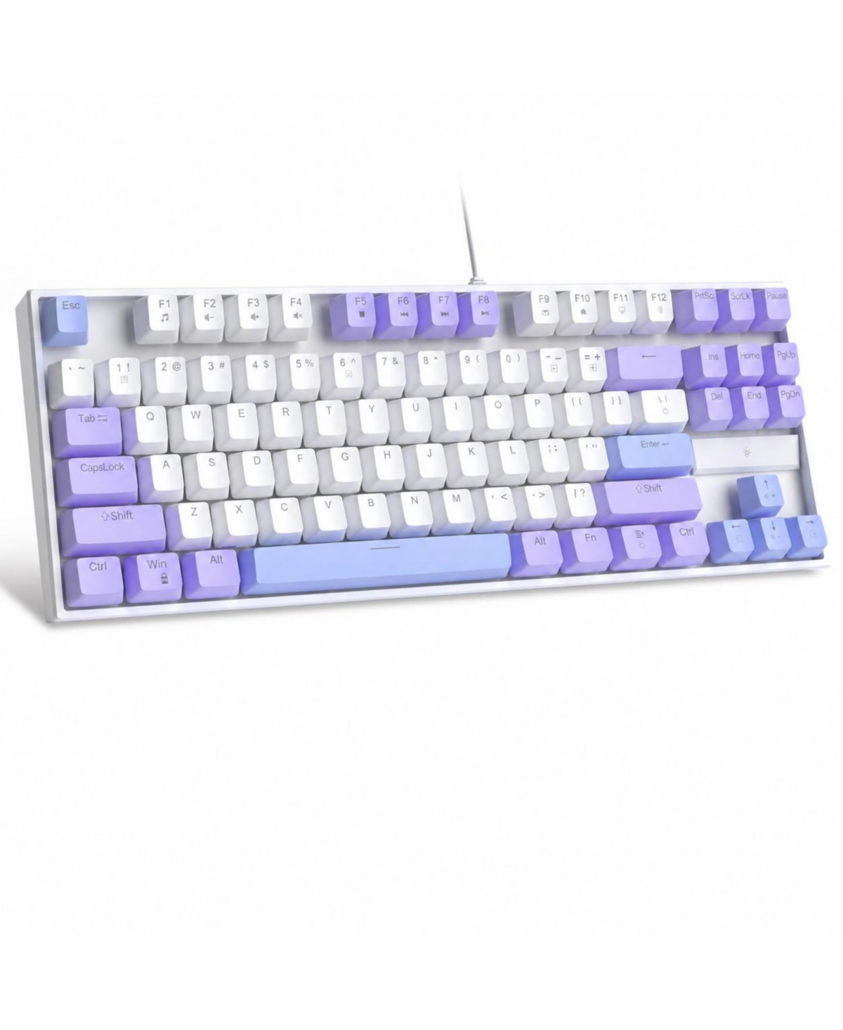 Lofree 87-Key Tkl Wired Mechanical Led Backlit Gaming Keyboard for Pc - White purple/red switch