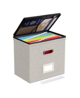 2 Pack Hanging File Organizer with Mesh Pockets Lid Letter Size Storage