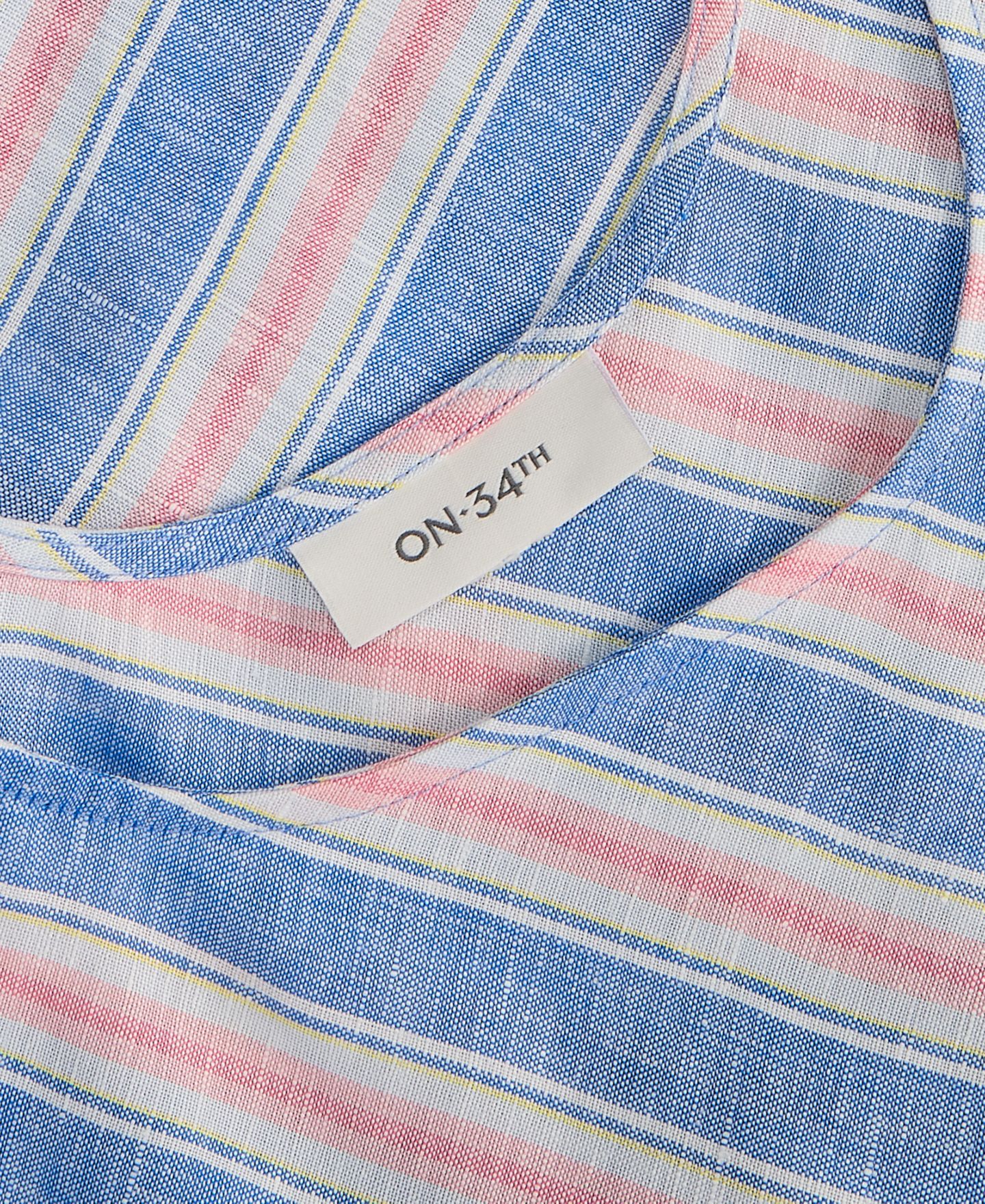 Женский топ On 34th Scoop Neck Linen-Blend, цвет: Синий разноцветный полосатый — фото 5