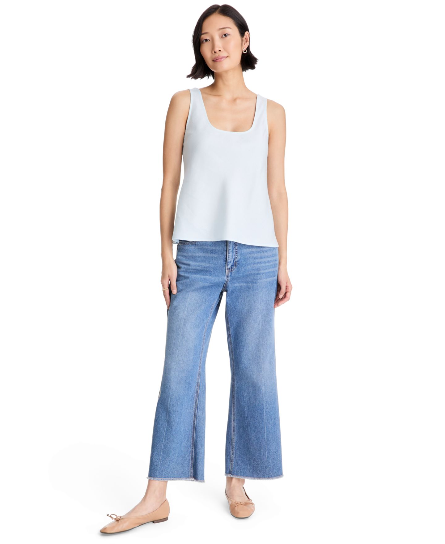 Женский топ On 34th Scoop Neck Side-Slit Linen-Blend, цвет: Бриллиантовый синий — фото 3