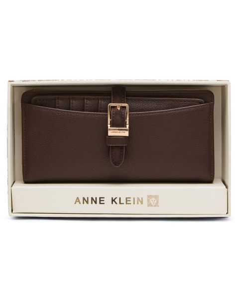 Женский кошелёк Anne Klein Boxed Buckled Design Bifold Wallet, цвет: Коричневый