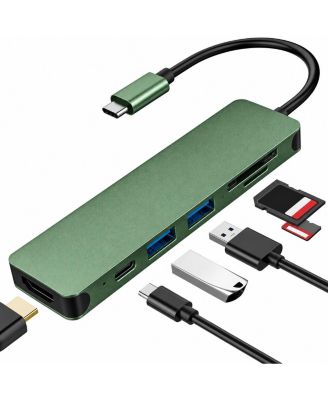 7 in 1 USB C Hub 4K HDMI 100W PD Charging 5Gbps Data Transfer SD TF Card Reader Aluminum Travel Ready for Laptop