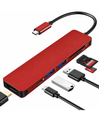 7 in 1 USB C Hub 4K HDMI 100W PD Charging 5Gbps Data Transfer SD TF Card Reader Aluminum Travel Ready for Laptop