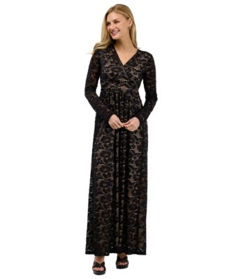 Women's Wedding Guest Floral-Print Long-Sleeve Dress