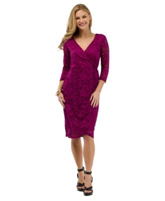 Women's Elevate Floral-Print Lace Wrap Dress