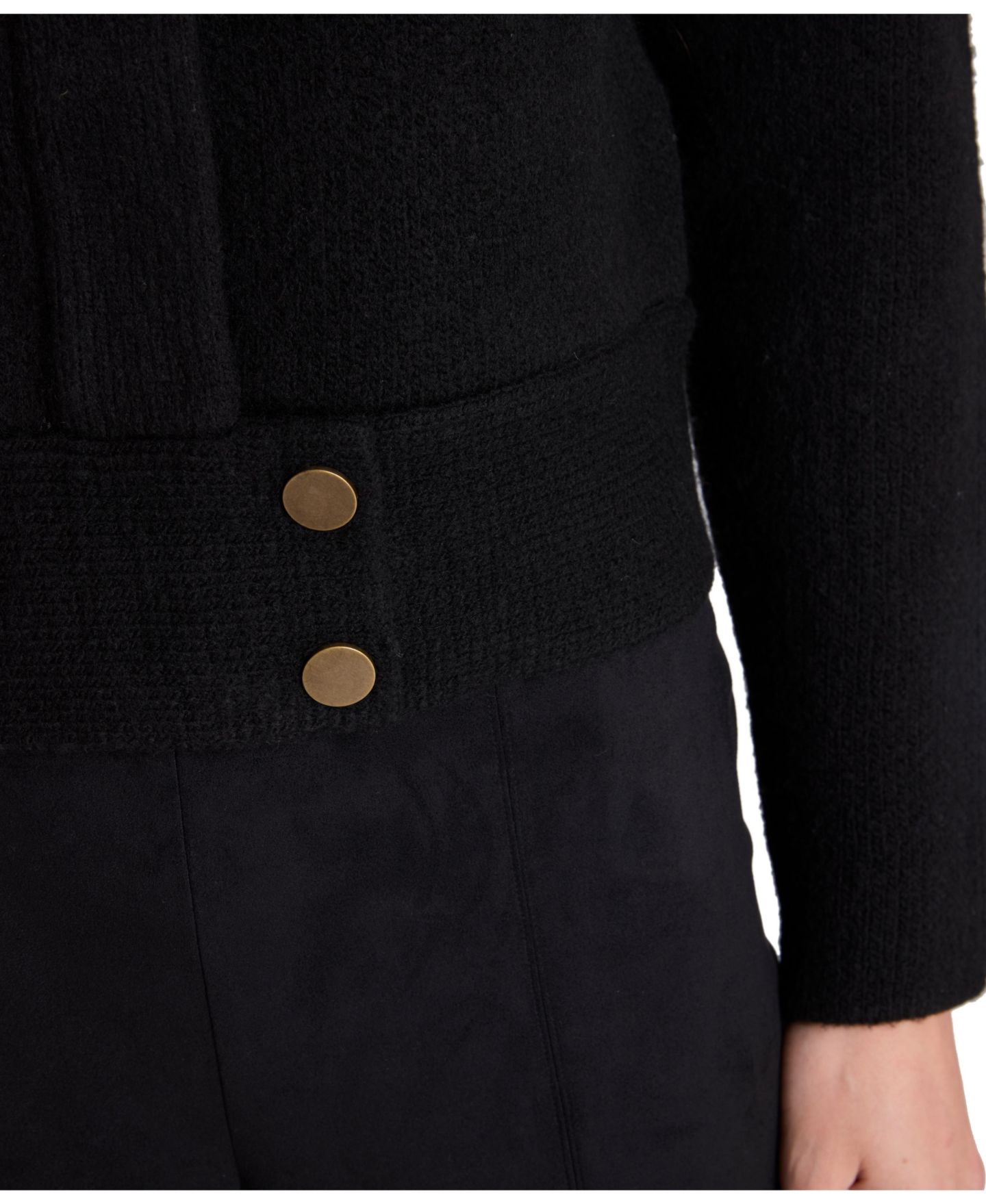 Женская куртка Kenneth Cole Long Sleeve Collared Utility Sweater Jacket, цвет: Чёрный меланжевый — фото 4