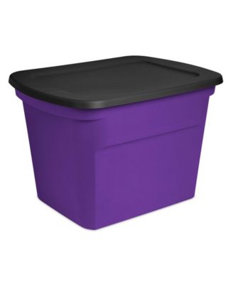 18 Gallon Storage Tote Stackable Plastic Bin with Lid, Purple, 24 Pack