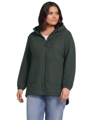 Plus Size High Pile Quilted Mixed Media Parka