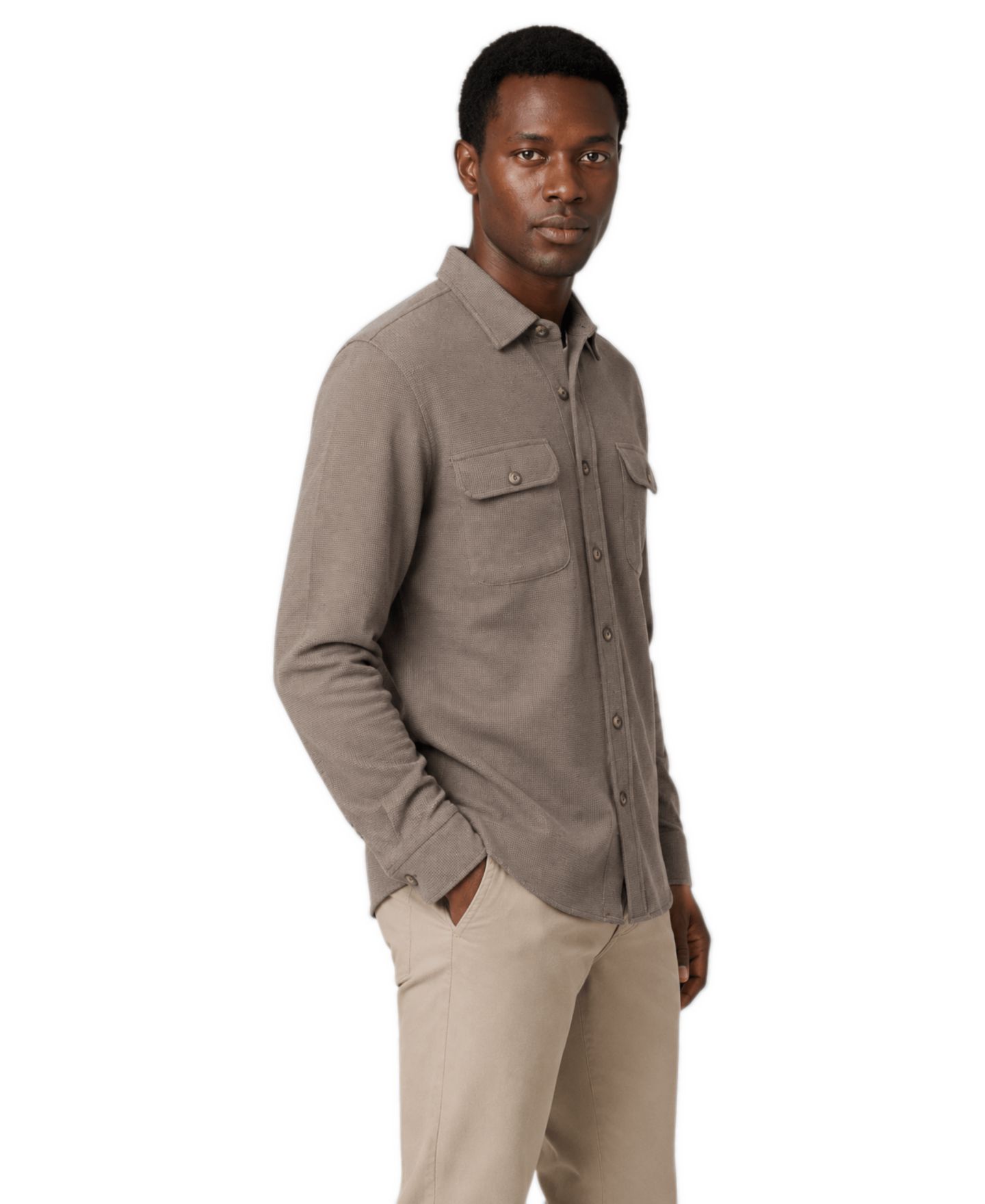 Мужская рубашка Garnet Regular-Fit Flap-Pocket Overshirt, цвет: Серо-коричневый — фото 6