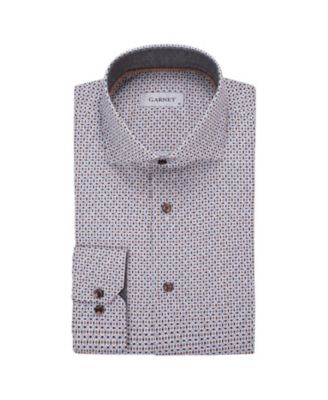 Men's Regular-Fit Micro-Pattern Contrast-Trim Dress Shirt