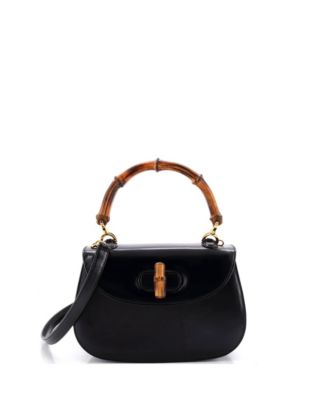 Small Vintage Convertible Bamboo Top Handle Bag Leather