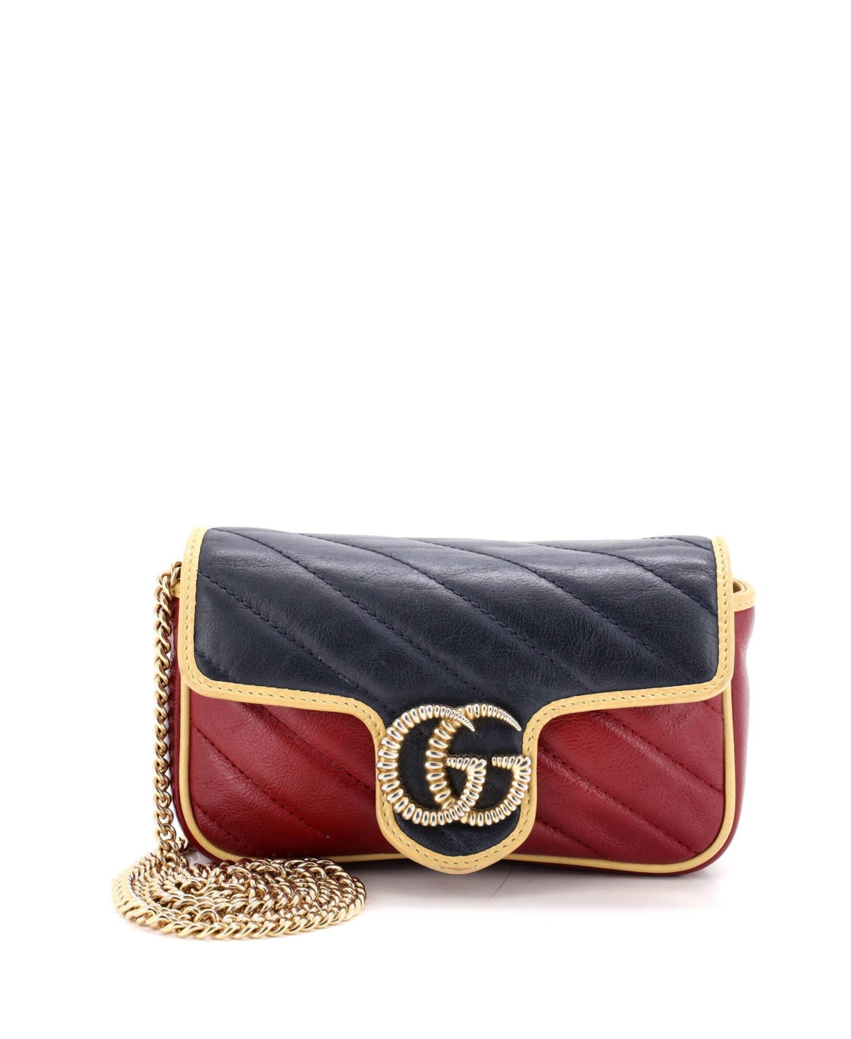 Pre-Owned Gucci Gg Marmont Diagonal-Quilted Mini Shoulder Bag - Black