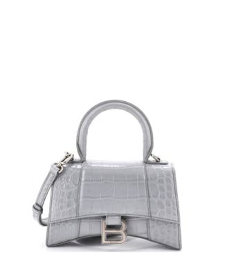 XS Hourglass Top Handle Bag Embossed Leather