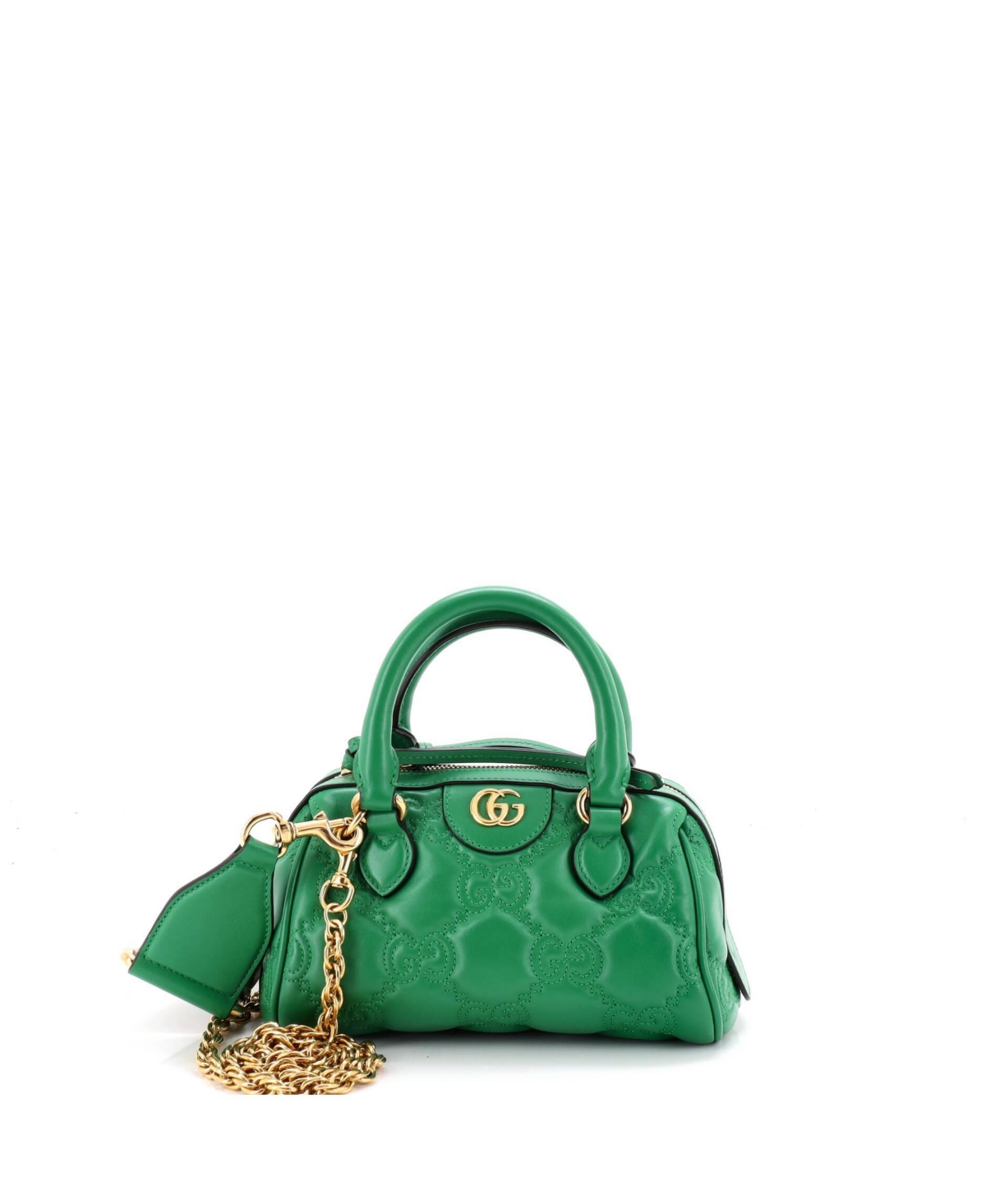 Pre-Owned Gucci Mini Ophidia Convertible Boston Top Handle Bag Gg Matelasse Leather - Green