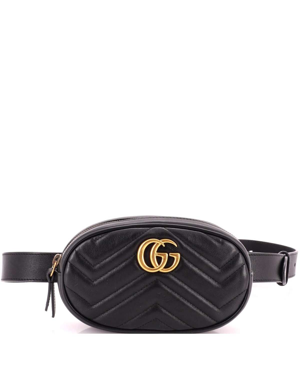 Pre-Owned Gucci Gg Marmont Matelasse Leather Adjustable Belt Bag - Black