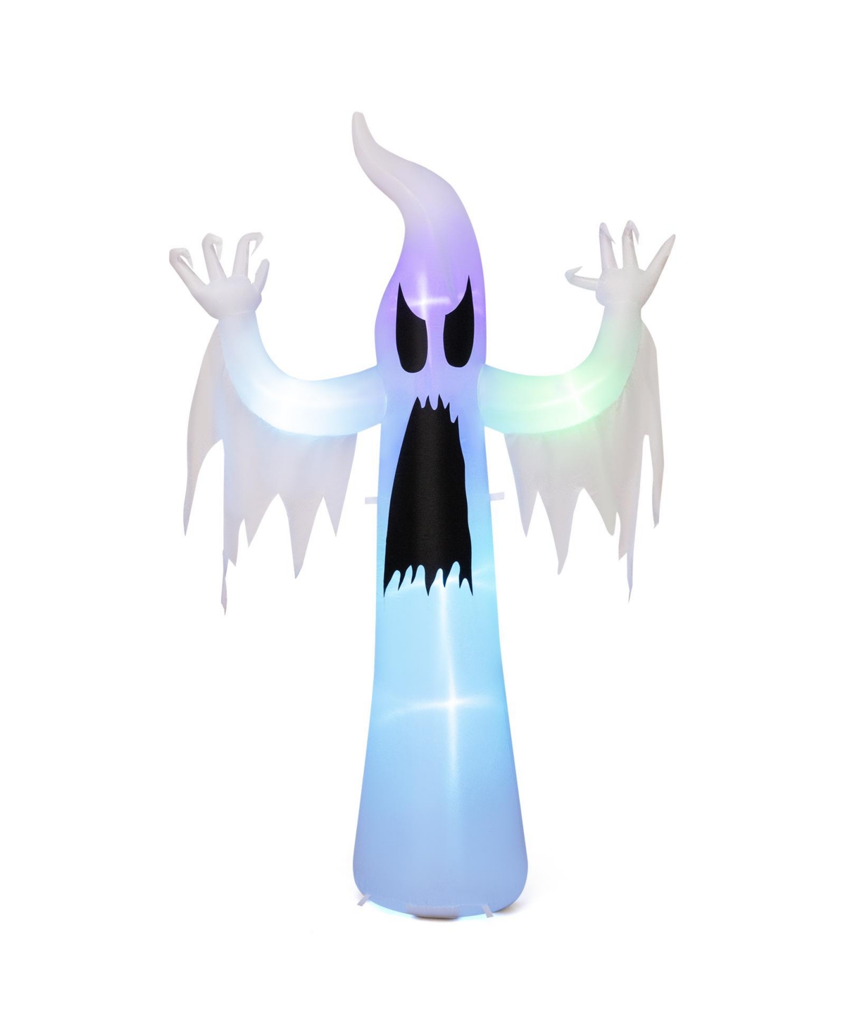 Costway 7.7 Ft Tall Halloween Inflatables Ghost Outdoor Decoration with Rgb Led Lights - White