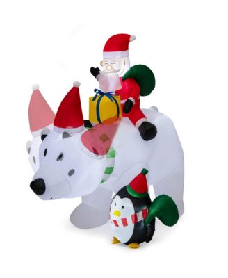 7 FT Tall Inflatable Polar Bear with Penguin Gift Bags and Gift Box Shaking Head
