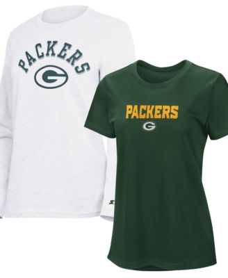 Women's Green/Ash Green Bay Packers Short Sleeve & Long Sleeve T-Shirt Combo Pack
