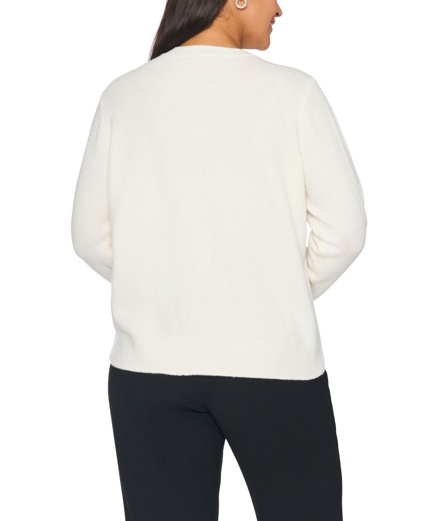Женский кардиган Vince Camuto Plus Size Embellished Crewneck Cardigan, цвет: Состаренный белый — фото 5