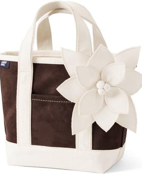 Женская сумка Lands' End Small Faux Suede Applique Open Top, цвет: Коричневый искусственный замшевый