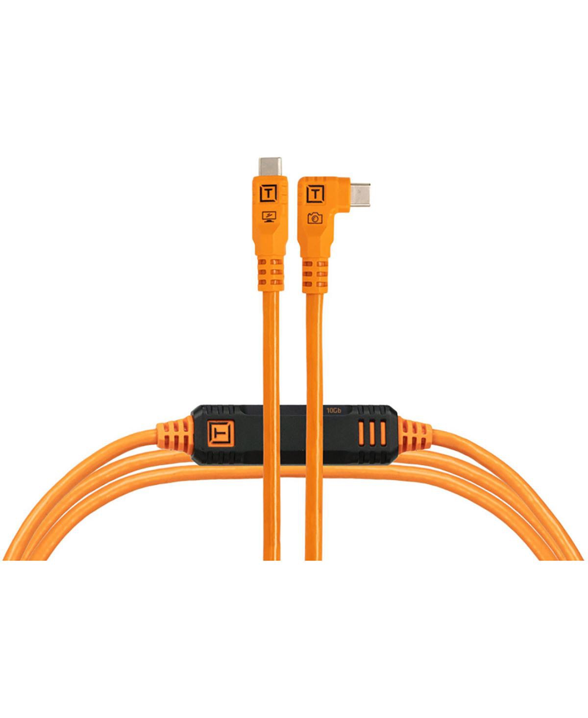 Tether Tools - TetherPro Optima 10G 15' USB-C Straight to USB-C Right Angle Cable - Orange