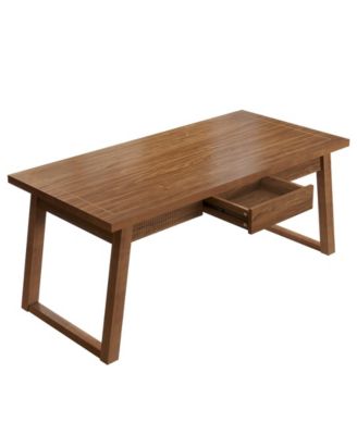 Kitchen Dining Table with Storage Drawer and Solid Wood Legs for 4 to 6 People