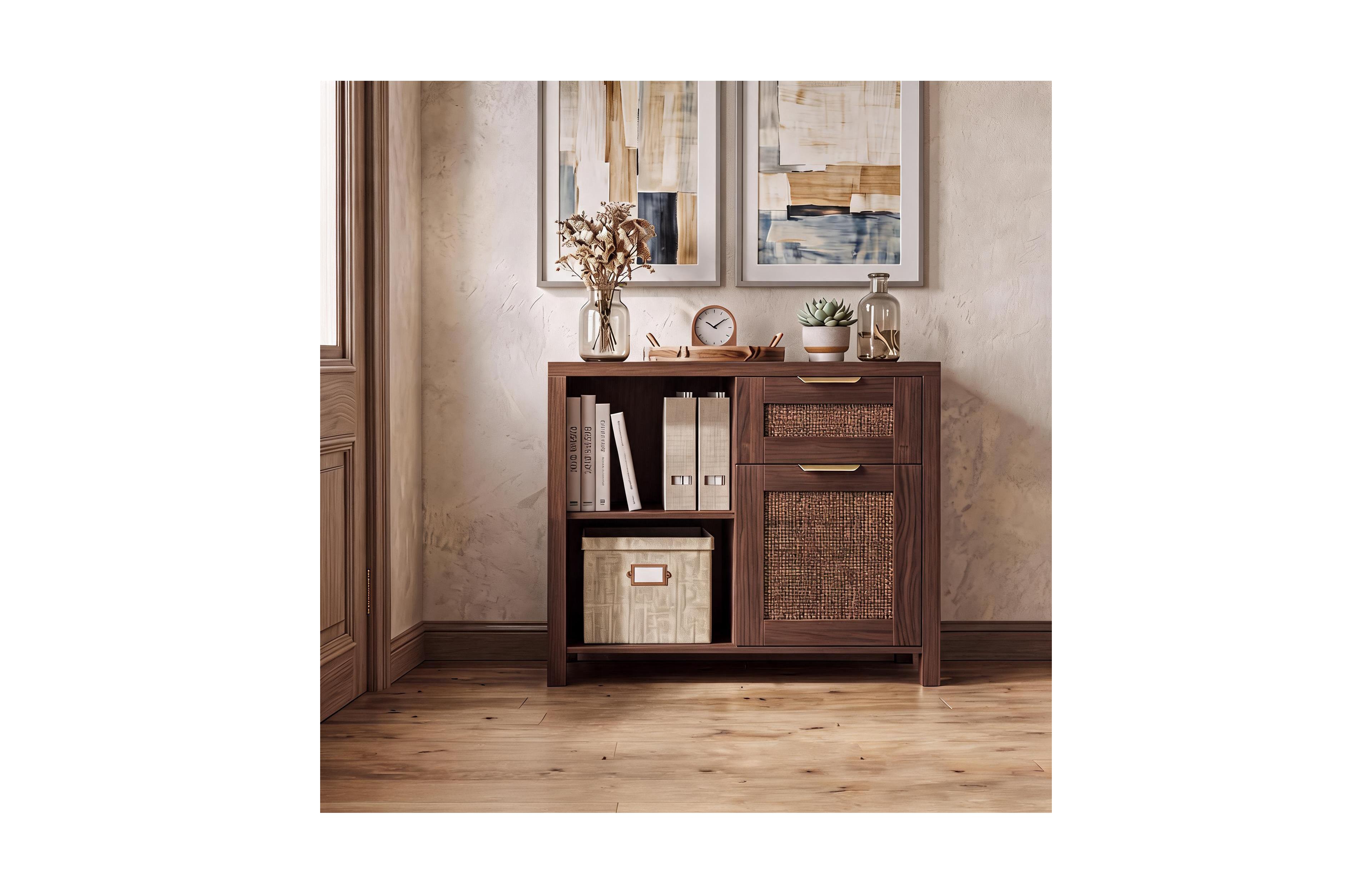homfan 30.71 Inch Mdf Mobile Drawer File and Book Cabinet