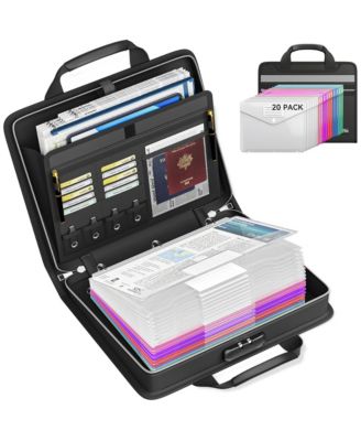 Fireproof Document Binder Organizer With 20 Pack Colorful Plastic Pockets