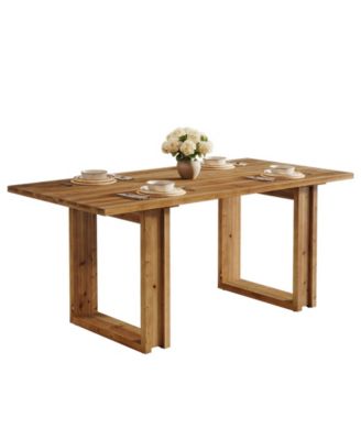 Solid Wood Kitchen Dining Table with Farmhouse Style for Home and Family Dining