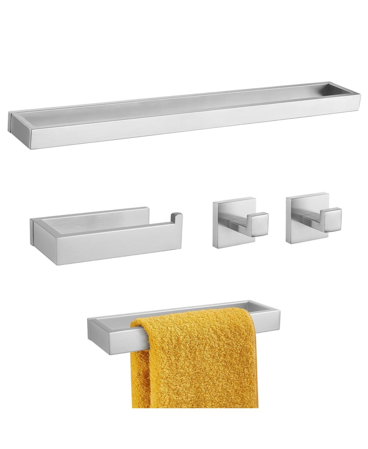 Cyqbd 5 Pieces 23.6" Towel Bar Set Bathroom Hardware Wall-mounted - Brushed