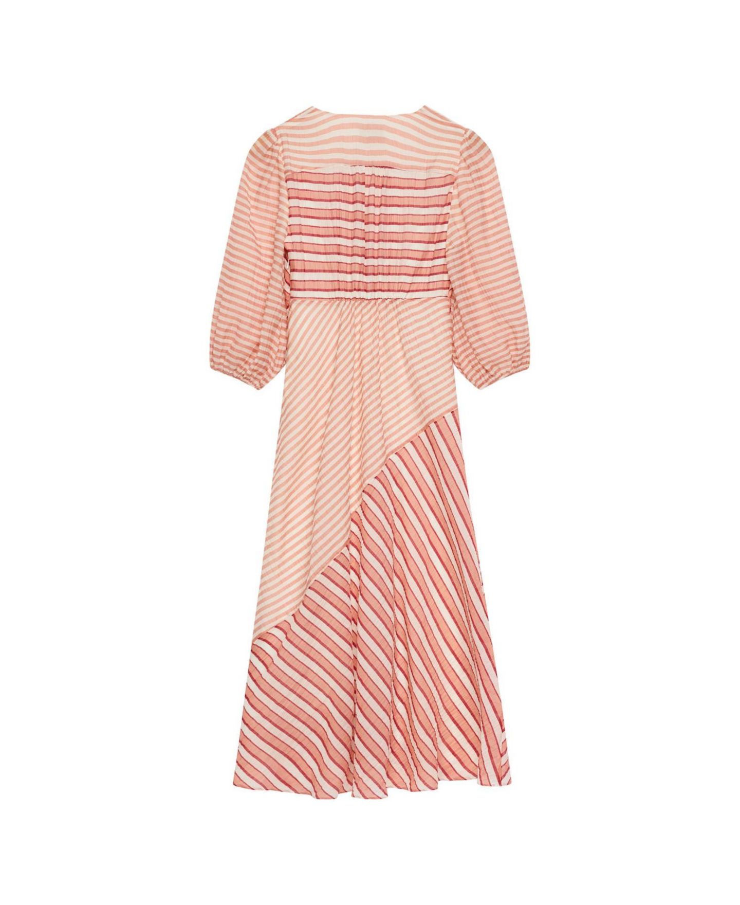 Женское платье Mint Velvet Striped V-Neck 3/4-Sleeve Midi, цвет: Оранжевый — фото 5