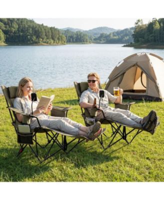 2-in-1 Reclining Camping Chair with Detachable Footrest Outdoor Camping