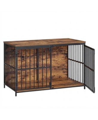 Large Dog Crate Furniture with Wooden Design and Heavy Duty Metal Frame
