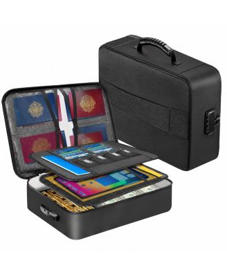 Fireproof Document Organizer Box With Lock Large Capacity Portable Storage