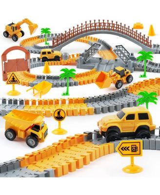 Construction Flexible-Track Electric-Cars Race Track Set