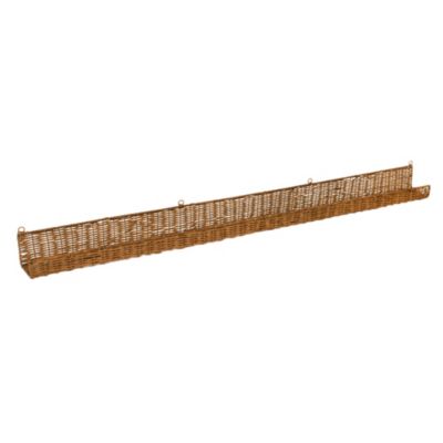 Handwoven Rattan Wall Shelf with Front Ledge, Natural Finish