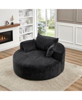 55" Modern Polyester Single Seater Lounge Chair, Modular Cloud Sofa with Enveloping Pillows, No Assembly Lazy Chair for Living Room