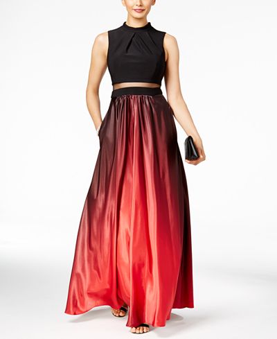 Betsy & Adam Illusion 2-Pc. Ombré Gown