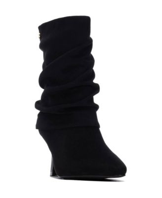Women's Pointed Toe Faux Suede Cuffed Ankle Booties