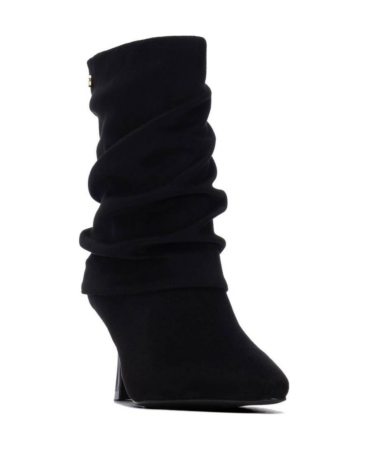 Xti Women's Pointed Toe Faux Suede Cuffed Ankle Booties - Black