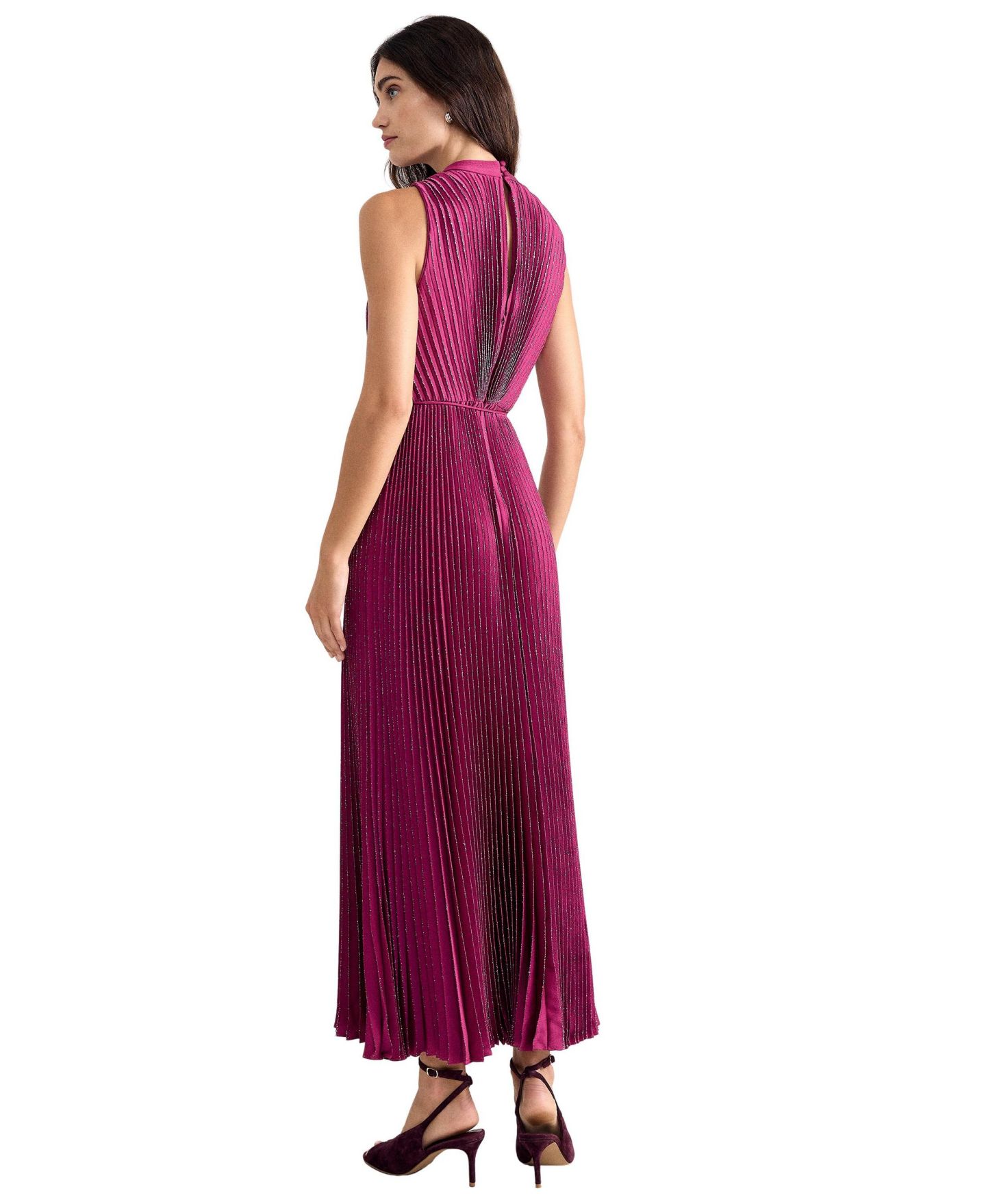 Женское платье Phase Eight Simara High-Neck Pleated Maxi, цвет: Фуксия — фото 3