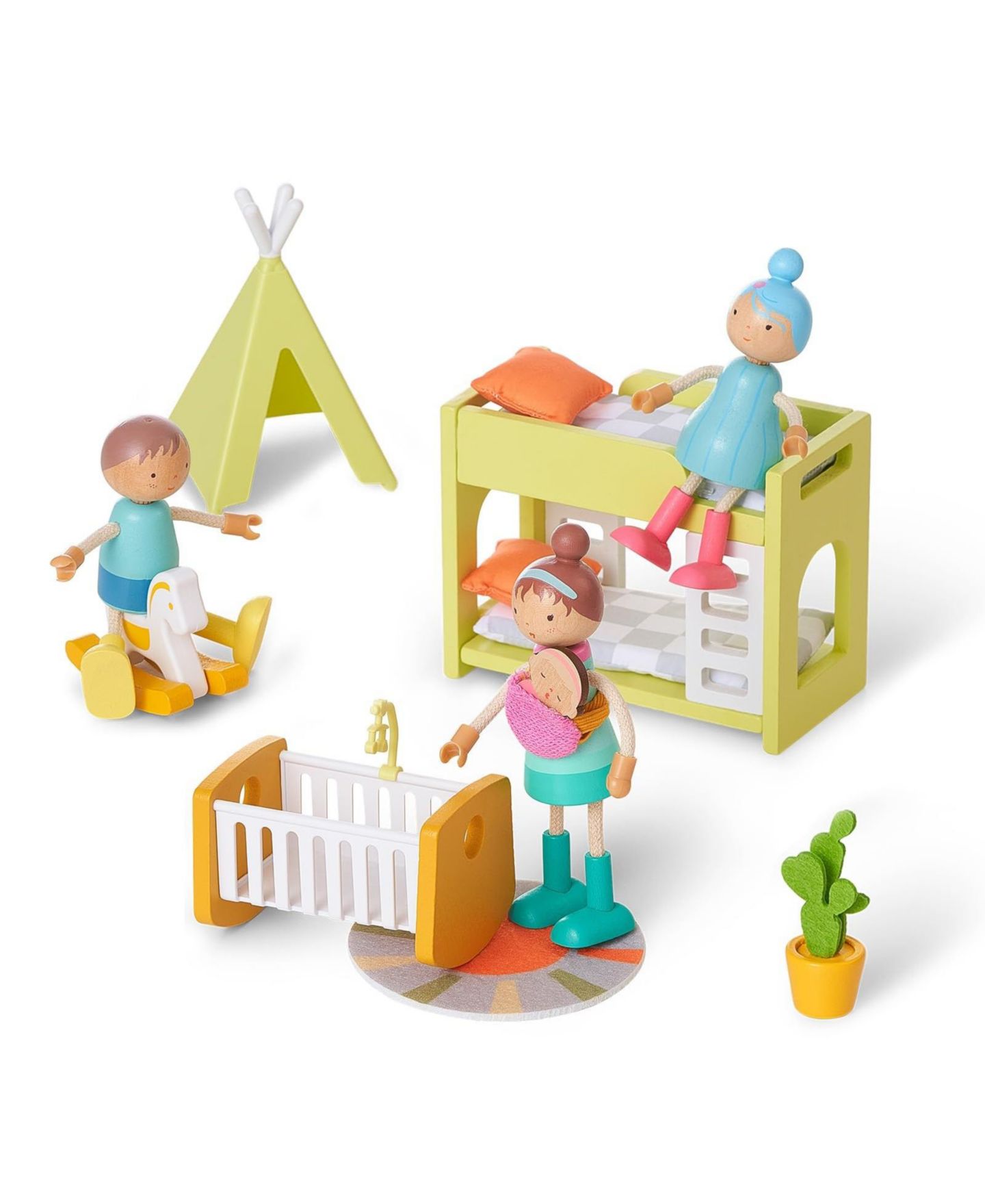 Набор деревянных шарнирных кукол Gnuadz «Семья», 7 шт., от 3 лет, цвет: Dollhouse Family Dolls — фото 2