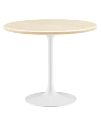 Lippa Round Faux Travertine Dining Table
